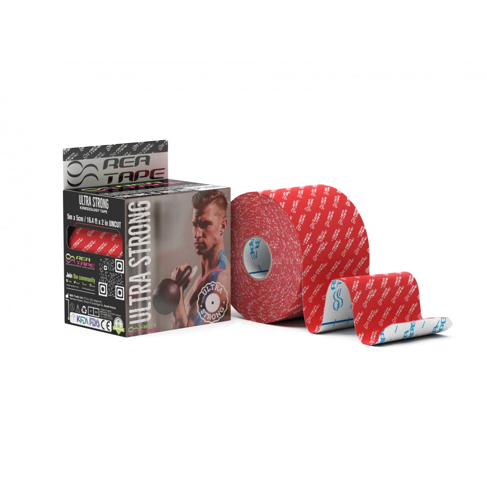 Banda kinesiologica premium REA Tape 5cm x 5m cu extra adeziv Ultra Strong pentru sportivi Banda kinesiologica premium REA Tape 5cm x 5m cu extra adeziv Ultra Strong pentru sportivi