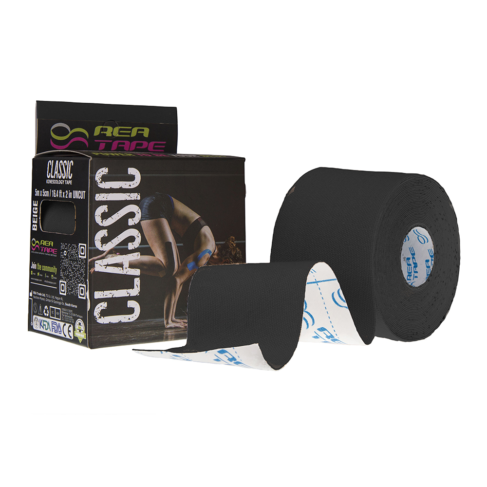 Banda kinesiologica premium REA Tape 5cm x 5m cu extra adeziv pentru sportivi