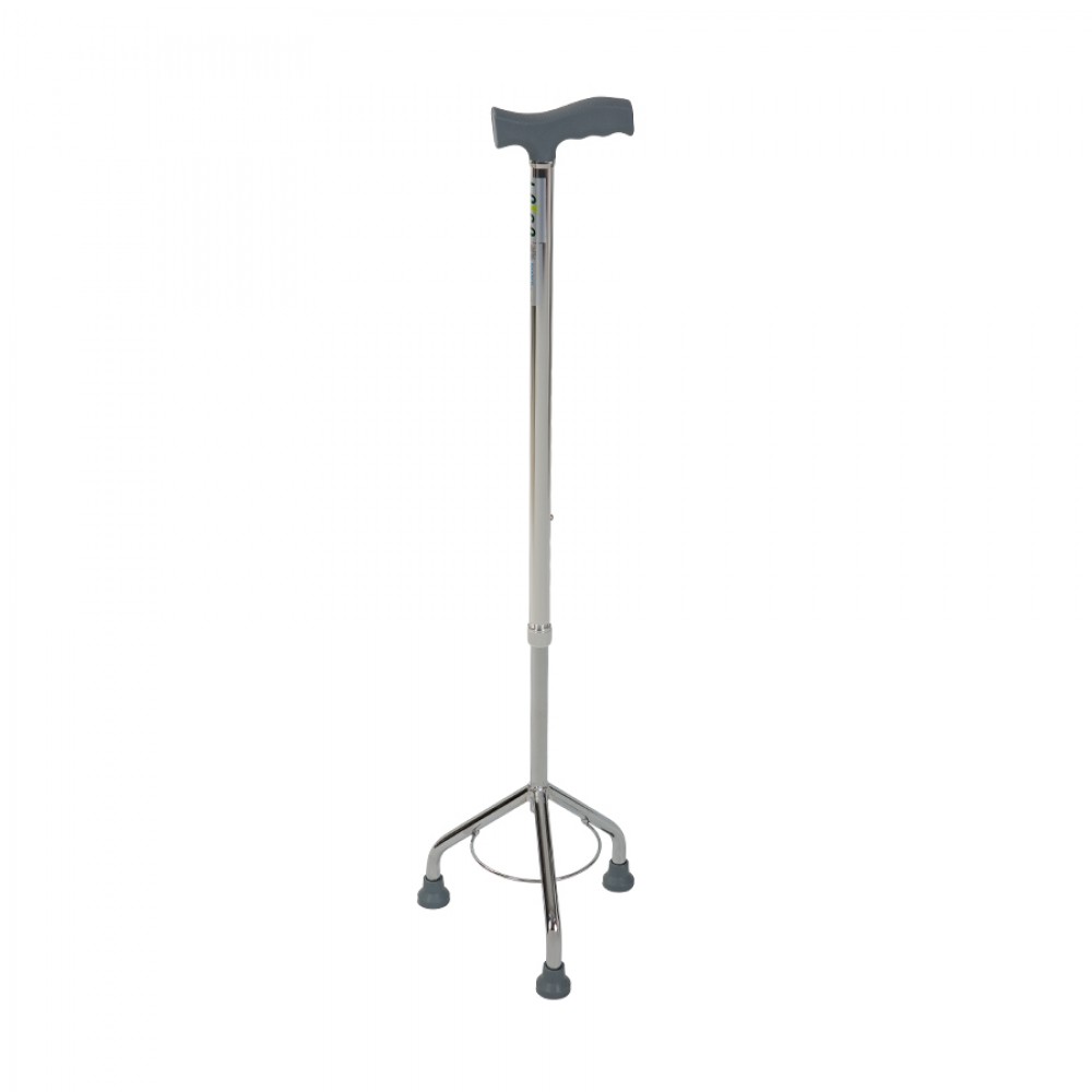 Baston din aluminiu cu baza pe 3 picioare, reglabil, argintiu Baston din aluminiu cu baza pe 3 picioare, reglabil, argintiu