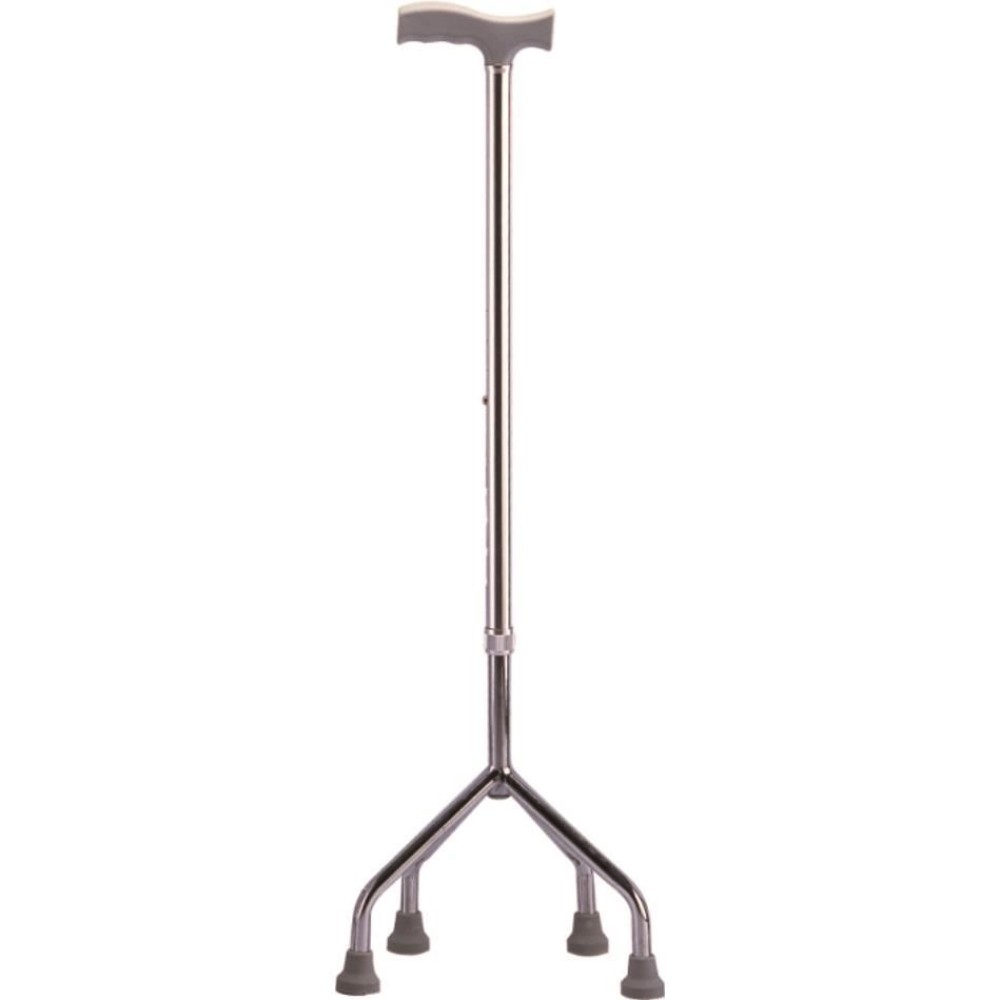 Baston din aluminiu cu baza pe 4 picioare, reglabil, argintiu Baston din aluminiu cu baza pe 4 picioare, reglabil, argintiu