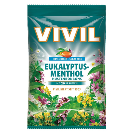 Bomboane Vivil cu Eucalipt si Mentol fara zahar X 60 G