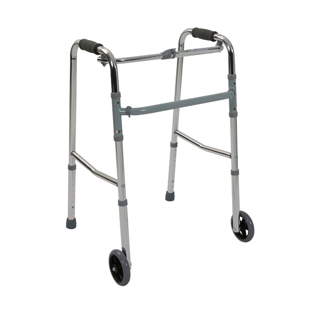 Cadru de mers din aluminiu cu roti, pliabil, reglabil pe inaltime, KaradenizMed Cadru de mers din aluminiu cu roti, pliabil, reglabil pe inaltime, KaradenizMed
