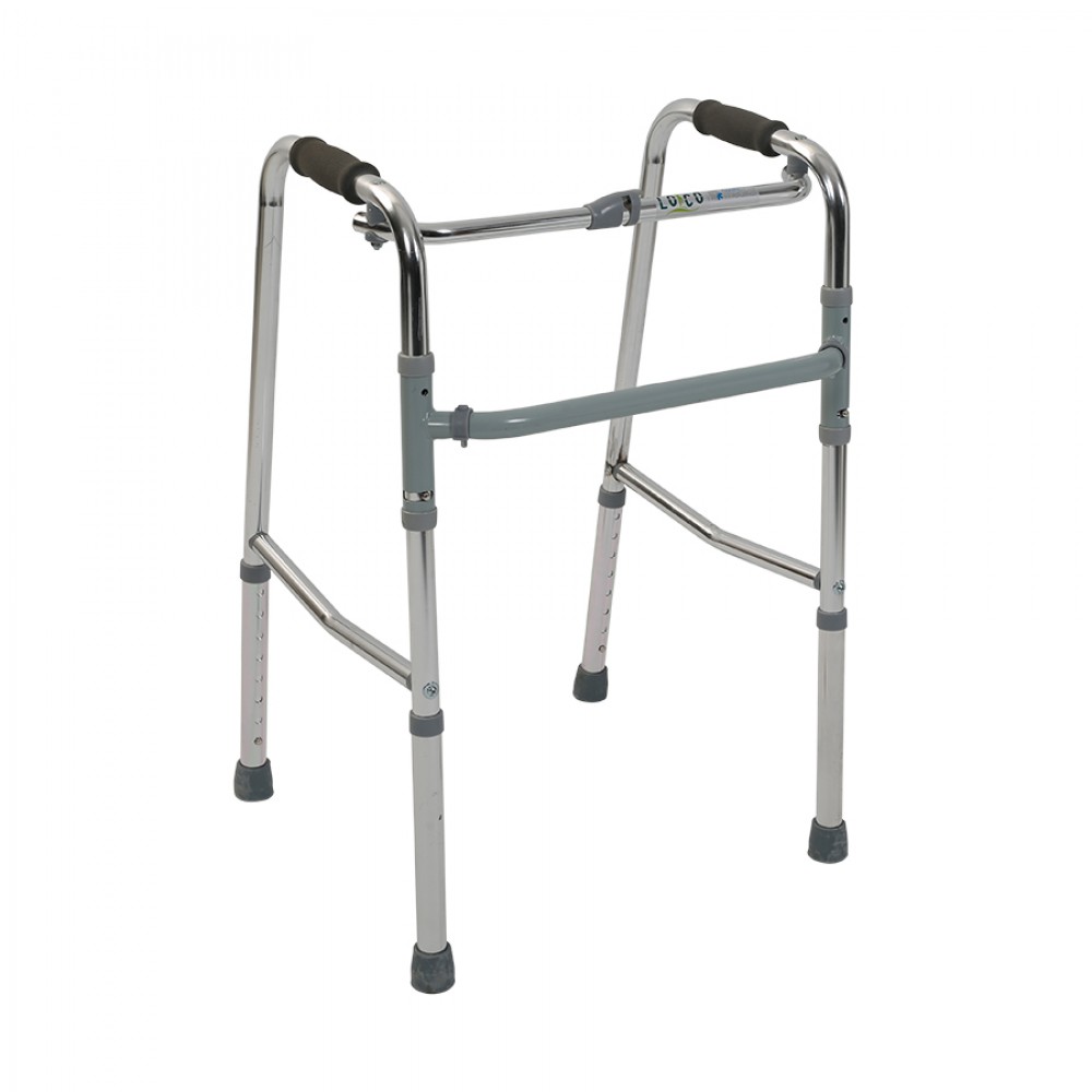 Cadru de mers din aluminiu, pliabil, reglabil pe inaltime si functie de pasitor, pentru adulti Cadru de mers din aluminiu, pliabil, reglabil pe inaltime si functie de pasitor, pentru adulti