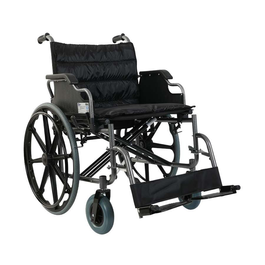 Scaun cu rotile pentru pacienti supraponderali, extralat, manere detasabile, sezut 55cm, negru, XXL Scaun cu rotile pentru pacienti supraponderali, extralat, manere detasabile, sezut 55cm, negru, XXL