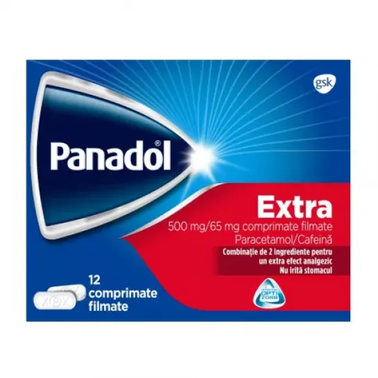 Panadol Extra 500mg/65mg x 12 comprimate filmate
