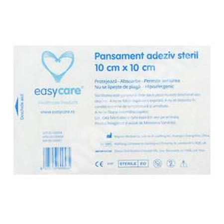 Pansament Adeziv Steril Cu Tampon Absorbant 10 Cm X 10 Cm Easycare