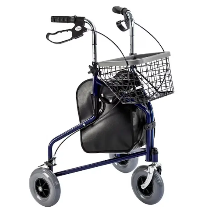 Rolator din aluminiu cu 3 roti, ultrausor, pliabil, cos cumparaturi, albastru, MONA Rolator din aluminiu cu 3 roti, ultrausor, pliabil, cos cumparaturi, albastru, MONA