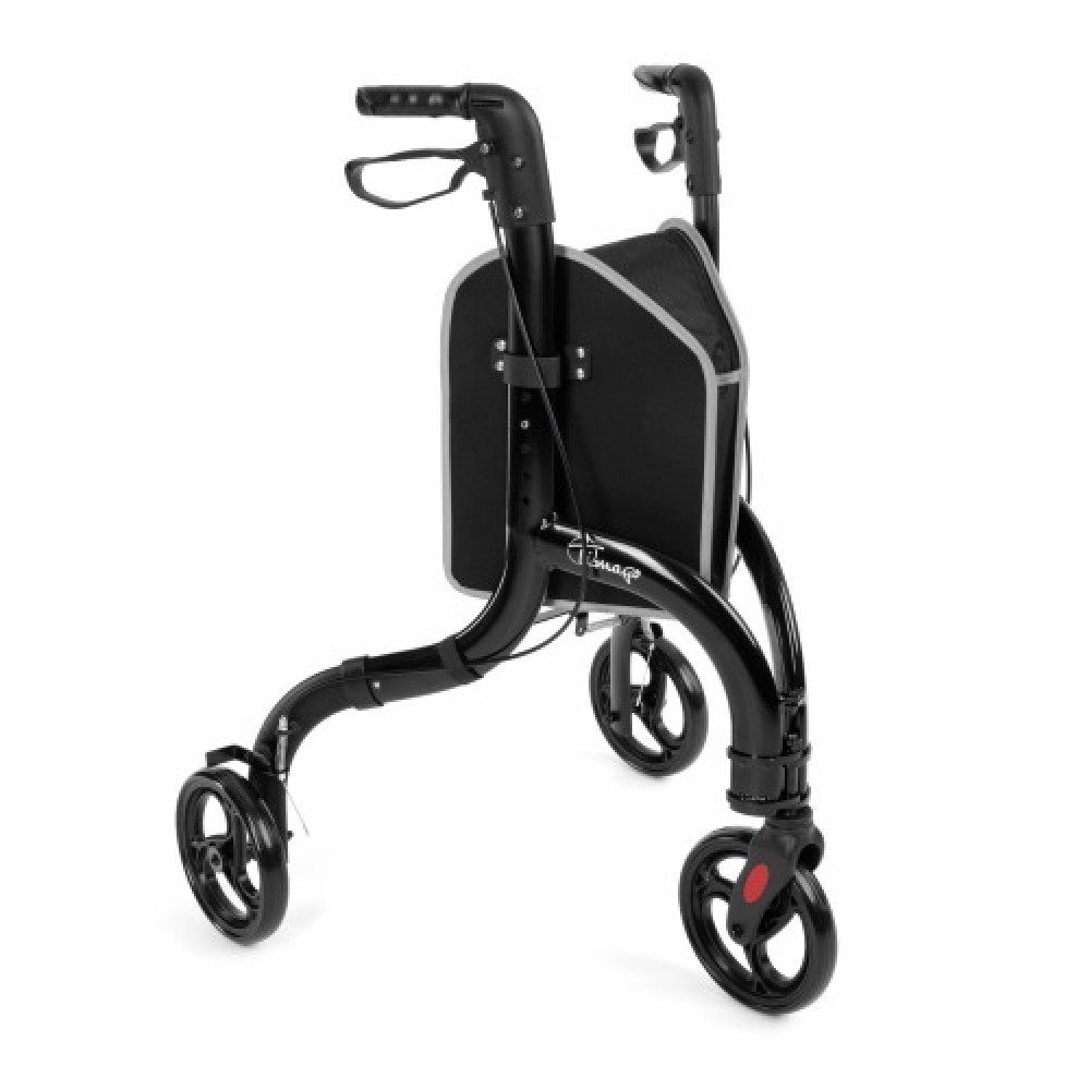 Rolator din aluminiu cu 3 roti, ultrausor, pliabil, cos cumparaturi, negru, Timago Rolator din aluminiu cu 3 roti, ultrausor, pliabil, cos cumparaturi, negru, Timago