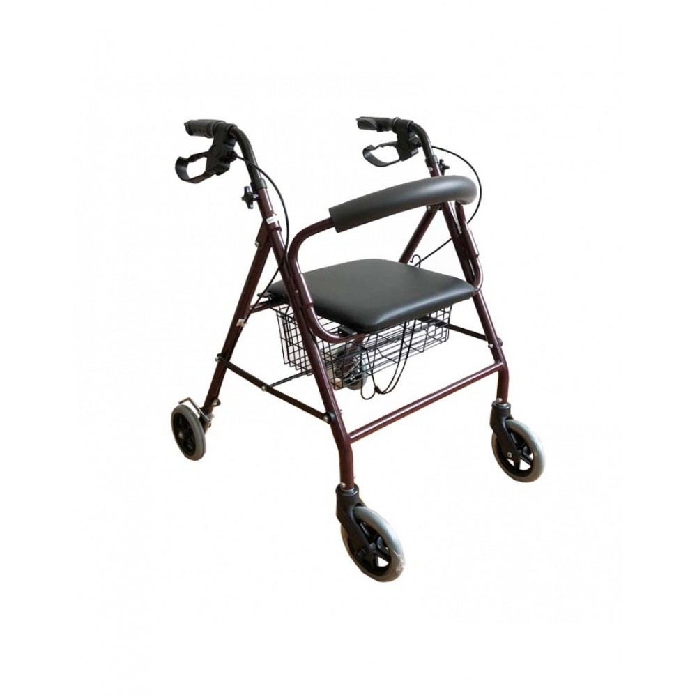 Rolator din aluminiu cu 4 roti, ultrausor, pliabil, cos cumparaturi, rosu/negru, KaradenizMed Rolator din aluminiu cu 4 roti, ultrausor, pliabil, cos cumparaturi, rosu/negru, KaradenizMed