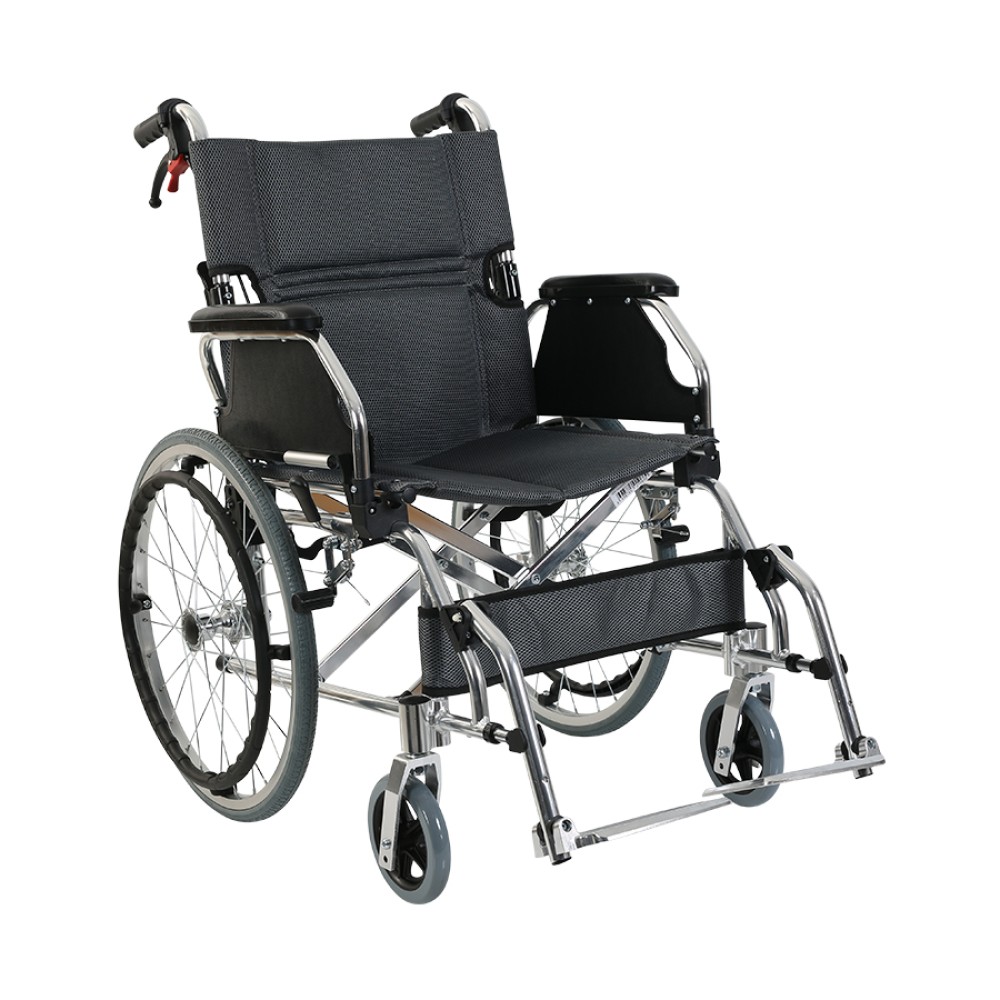 Scaun cu rotile ultrausor din aluminiu, pliabil, cotiere rabatabile, sezut 46cm, KaradenizMed G605