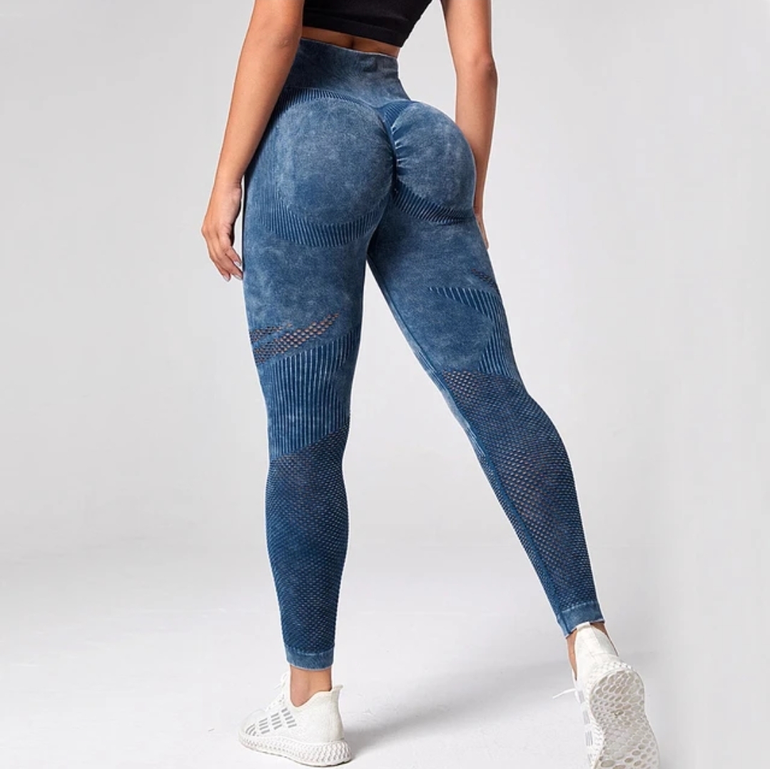 Colanti Yoga Washed-out, culoare Albastru, marime M