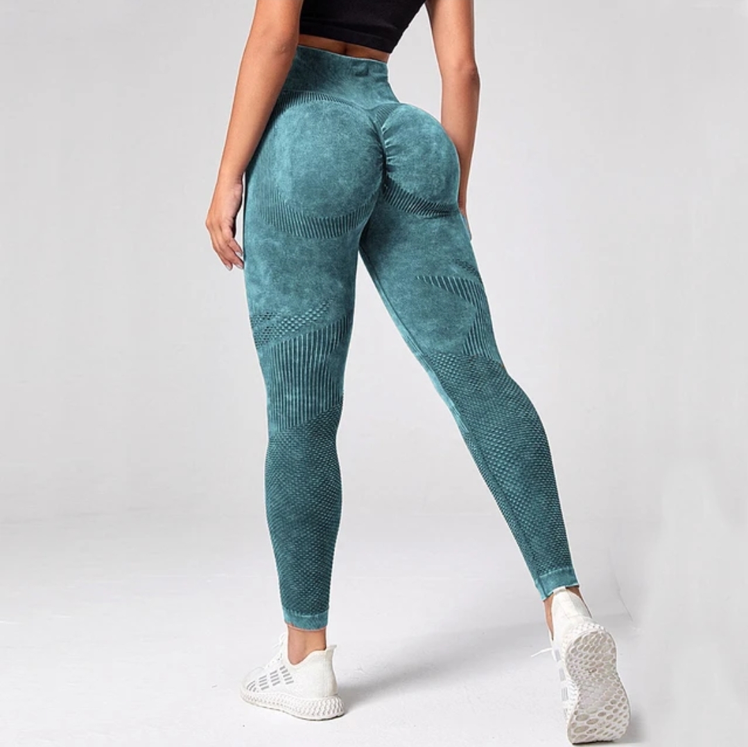 Colanti Yoga Washed-out, culoare Verde, marime L