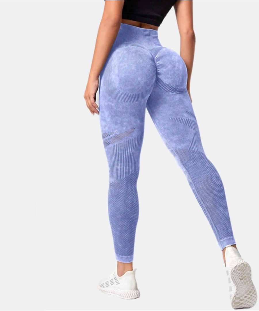 Colanti Yoga Washed-out, culoare Albastru deschis, marime M