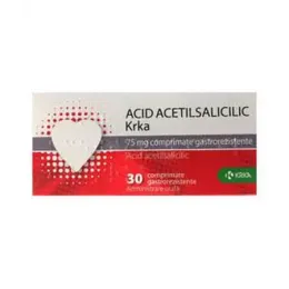 Acid acetilsalicilic 75 mg x 30 comprimate gastrorezistente, Krka Acid acetilsalicilic 75 mg x 30 comprimate gastrorezistente, Krka