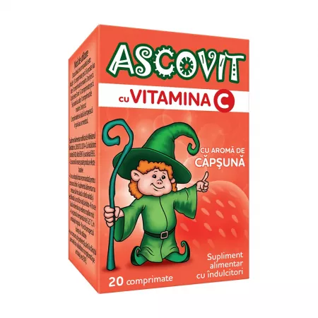 Ascovit cu aroma de capsuni x 20 comprimate masticabile