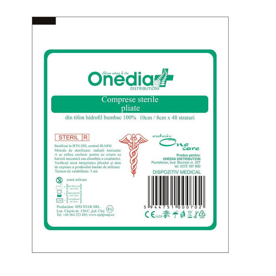 Comprese Sterile 10/8 X 48 Onedia Pliate