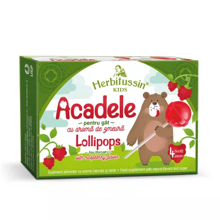 Herbitussin kids acadele cu aroma de zmeura x 4 bucati