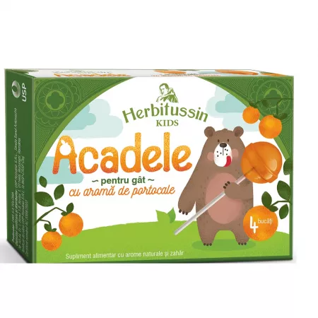 Herbitussin kids acadele cu aroma de portocale x 4 bucati