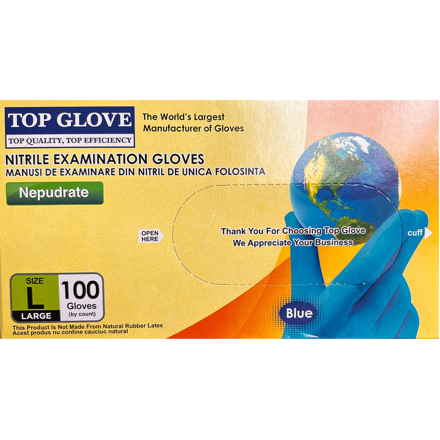 Manusi Examinare Nitril Nepudrate L X 100Buc Top Glove