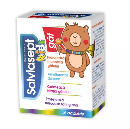 Zdrovit Salviasept Kids acadele pentru gat x 6 bucati