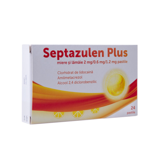Septazulen Plus Miere Si Lamaie 2 Mg/0,6 Mg/1,2 Mg X 24 Pastile
