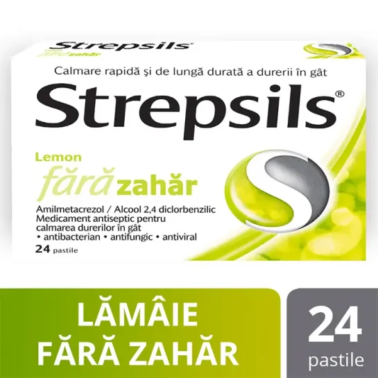 Strepsils Lemon Fara Zahar X 24Cp