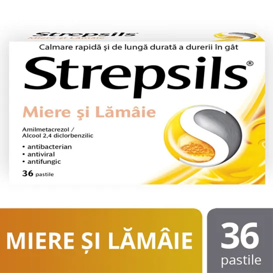 Strepsils Miere + Lamaie X 36Cp