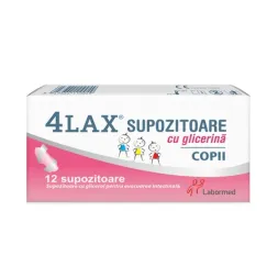 4Lax Supozitoare cu glicerina pentru copii x 12 bucati 4Lax Supozitoare cu glicerina pentru copii x 12 bucati