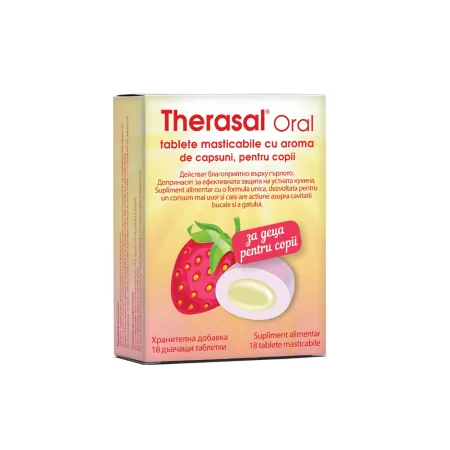 Therasal Oral Capsuni x 18 comprimate masticabile Therasal Oral Capsuni x 18 comprimate masticabile