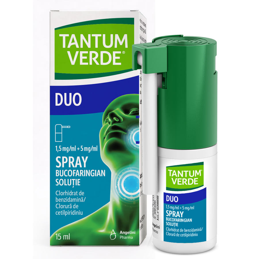 Tantum Verde Duo 1,5mg/ml+5mg/ml spray bucofaringian 15ml Angelini