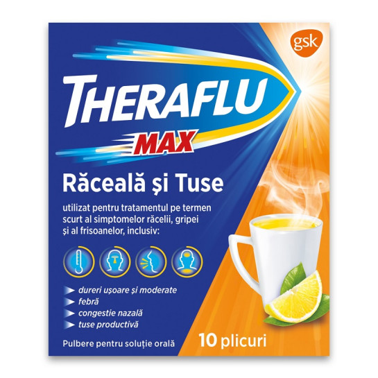 Theraflu Max Raceala Si Tuse 10Pl Pulb
